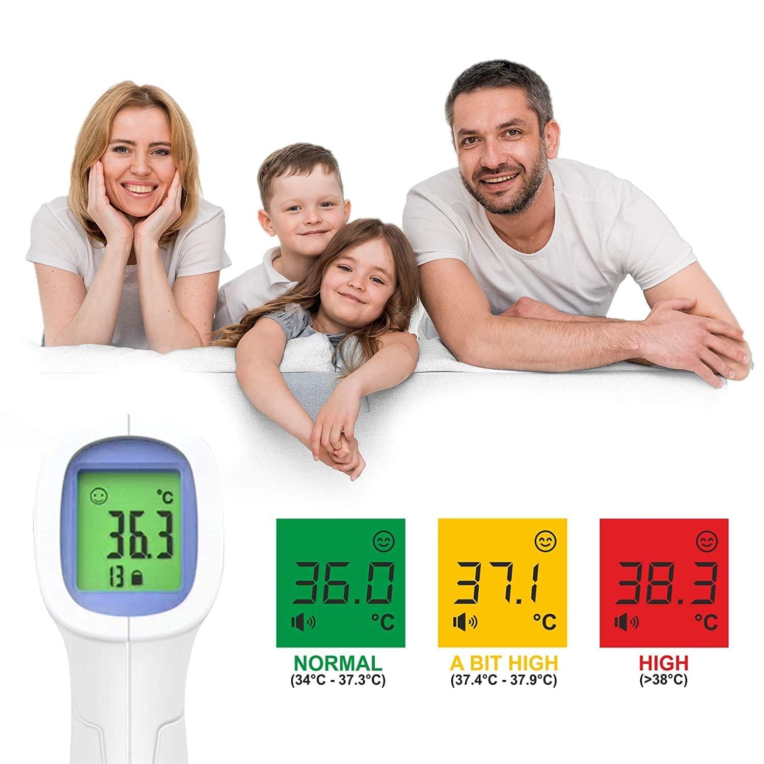 Orret Home Dijital Temassız Ateş Ölçer – Hafızalı Tabanca Model Kızılötesi Termometre, Bebek, Çocuk, Kedi, Köpek, Oda, Yemek ve Ortam Isısı Ölçer, Pilli Kullanım (Piller Kutuya Dahil Değildir)