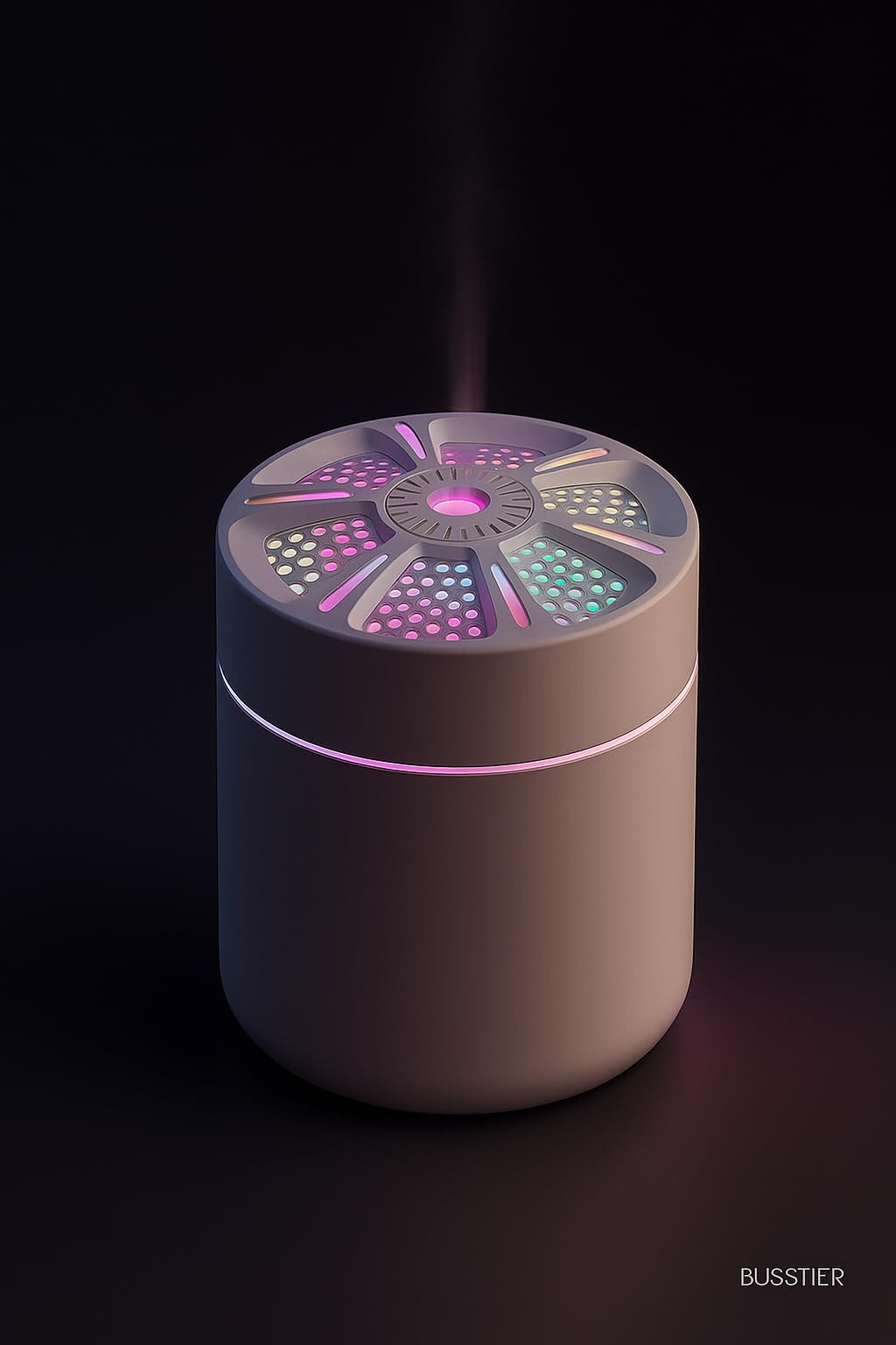 Busstier LED Işıklı Mini Aroma Difüzör Beyaz USB Hava Nemlendirici Sessiz Çalışan Taşınabilir Nem Makinesi Masaüstü Oda Ofis Araç İçin Uygun Otomatik Kapanma Özellikli