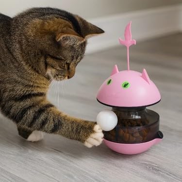 Mama Ödüllü Kedi Oyuncağı Hacı Yatmaz, Denge Oyuncağı, Mama Dağıtıcı Top, Akıllı Etkileşimli Kedi Eğlence Oyuncağı, Kedi Zeka Geliştirici, Dayanıklı Plastik, Kaymaz Taban