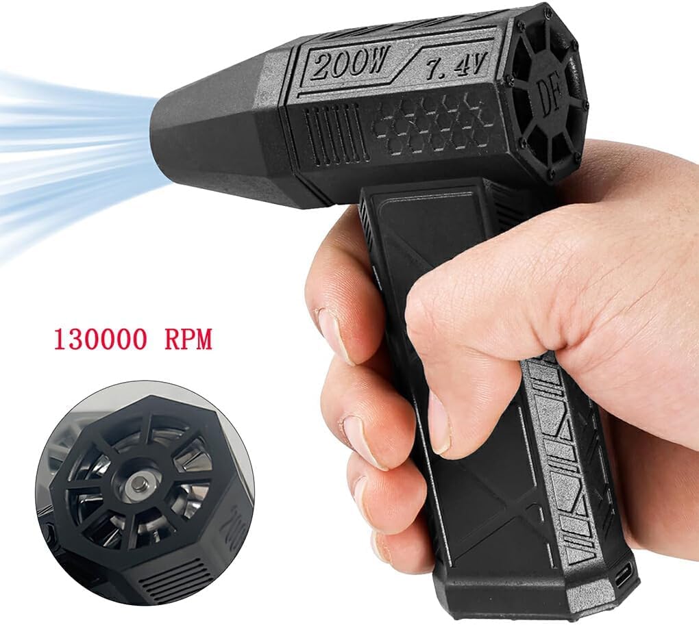Orret Home Turbo Fan Elektrikli Hava Kompresörü – 90000 RPM Üfleme Gücü, 3 Kademeli Güç Ayarı, 5000 mAh Şarjlı, LED Işıklı, Toz Püskürtme ve Temizlik Cihazı, Taşınabilir Kompakt Üfleme Makinesi