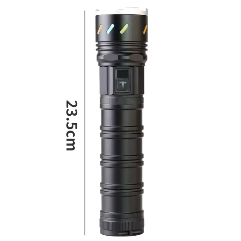 Orret Home 7200 mAh Powerbank Özellikli El Feneri – 9000 Lümen Zoom Özellikli Metal Kasa Şarjlı El Feneri, Type-C ile Şarj Edilebilir, Kutulu ve Taşıma İpli Güçlü Kamp Feneri