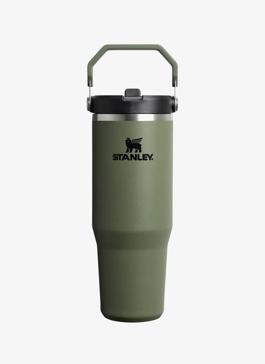 Stanley IceFlow Flip Straw Tumbler Pipetli Termos Bardak, 0.60 Litre, Haki (Dried Pine)