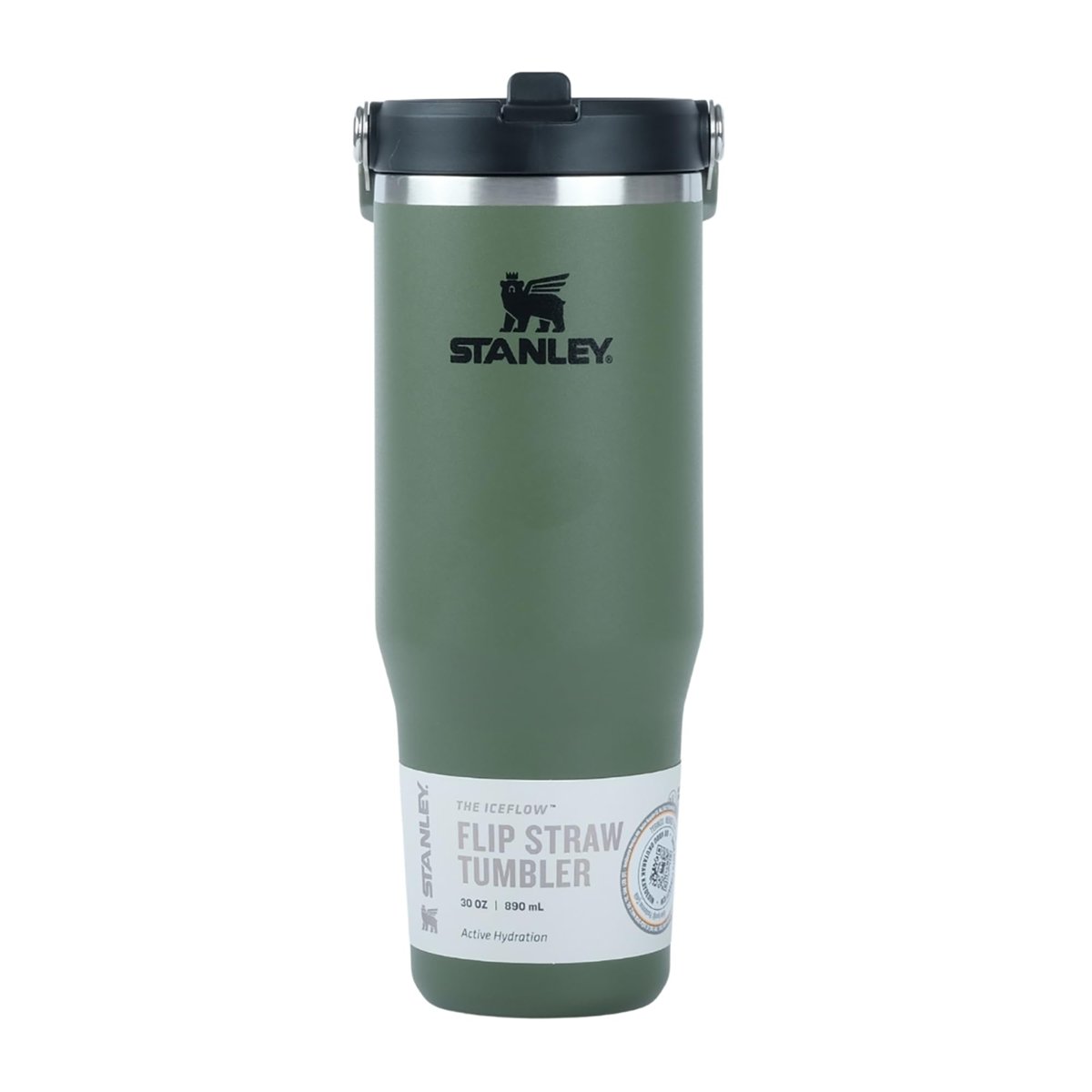 Stanley IceFlow Flip Straw Tumbler Pipetli Termos Bardak, 0.89 Litre, Haki (Dried Pine)