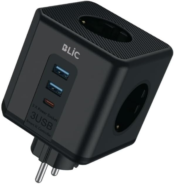 Termal Akım Korumalı, Kablosuz 3'Lü Priz Soketi, 3x Priz Girişi, 3x Usb Girişi, Ergonomik Priz Çoğaltıcı, Kablosuz Kompakt Tasarım