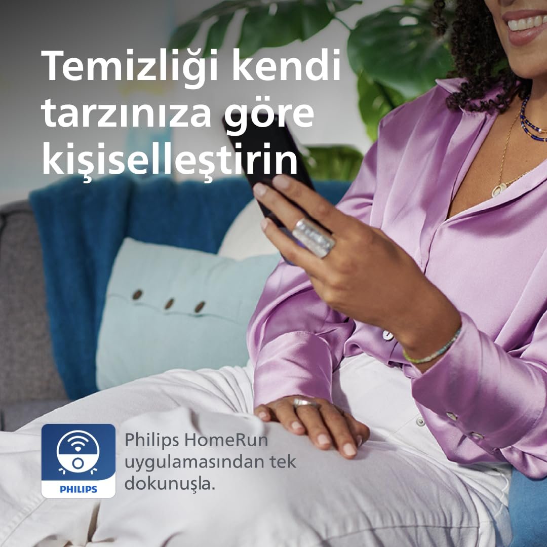 Philips HomeRun 5000 Serisi Robot Elektrikli Süpürge, Çift Döner Mop, Süpürme ve Paspas, 10.000Pa Emiş Gücü, Lazer Çizgi Navigasyon, HomeRun Uygulaması, Açık Gri (XU5100/10)
