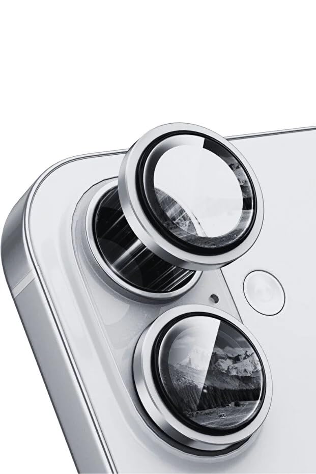 GGM GİYİM & AKSESUAR iPhone/Samsung ile Uyumlu Temperli Cam Kamera Koruma | Alüminyum Alaşım Çerçeveli Lens Kapağı, 9H Sertlik ve Kristal Netlik (10, Beyaz, iPhone 15 Pro / 15 Pro Max)