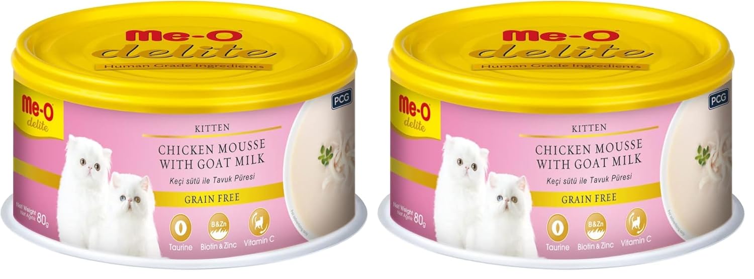 Me-O Delite Yavru Kedi Keçi Sütü ile Tavuk Püresi Konserve, 80 gr (2 paketi)