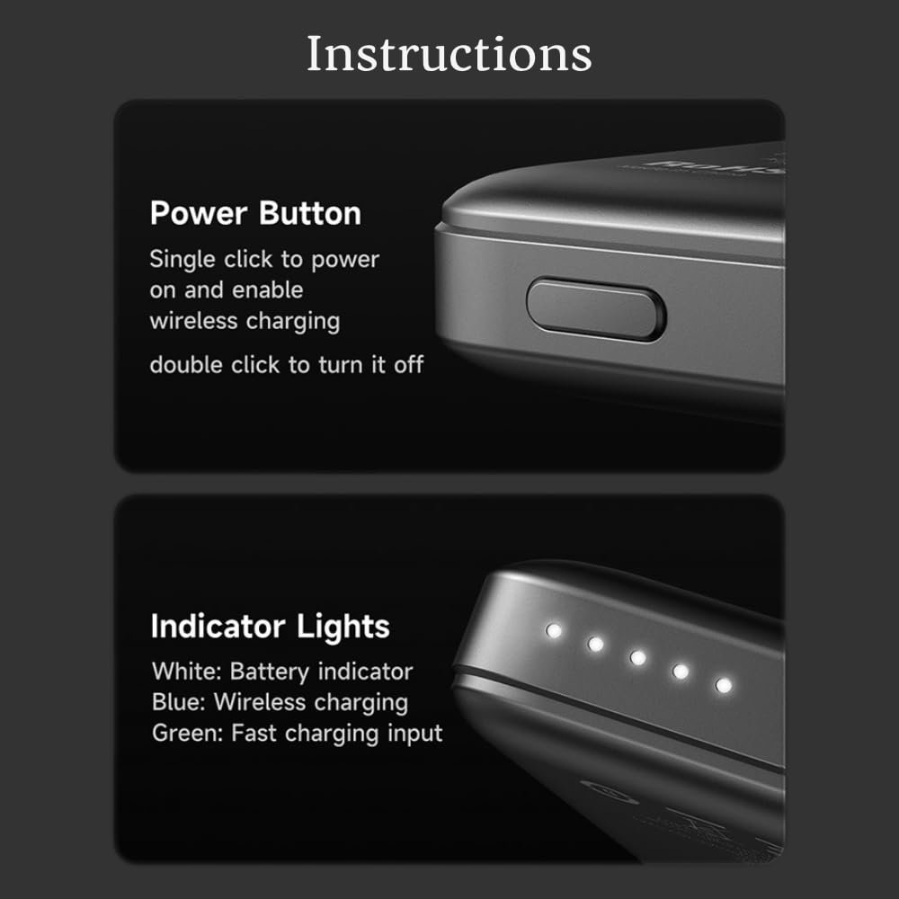 Mcdodo MC-4651 10000mAh 20W Metal Ultra İnce Manyetik Kablosuz Powerbank - Siyah