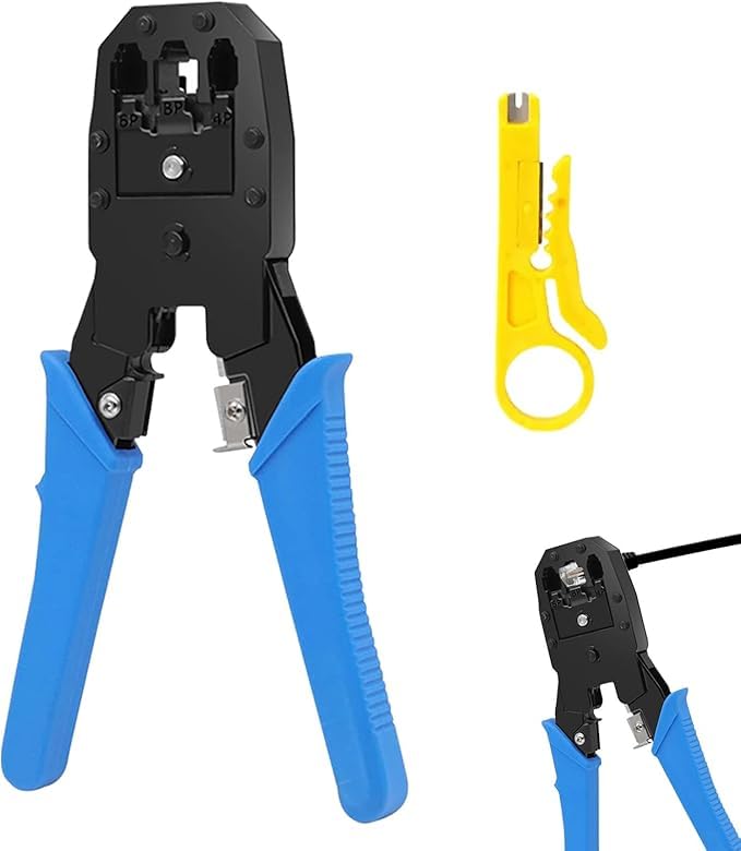 AEE® 4’ü 1 Arada CAT5 RJ45 RJ11 RJ12 Ağ Kablo Sıkma ve Soyma Pensesi + Kablo Sıyırıcı Seti | Network Crimping Tool – Telefon ve Ethernet Jak Çakma Aracı