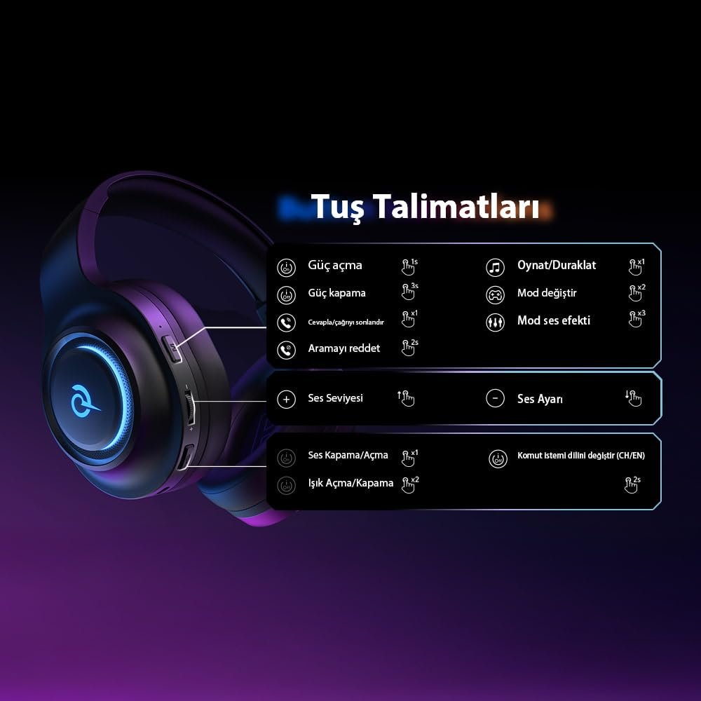 QCY HeroaD V200 RGB 7.1 Kablolu Gaming Oyuncu Kulaklığı