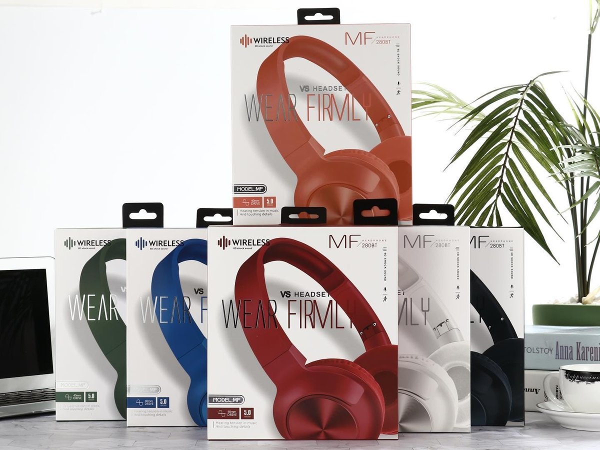 Wireless MF-280BT Bluetooth 5.0 Kablosuz Kulaklık, Çok Renkli Seçenekli (Siyah, Kırmızı, Beyaz, Mavi, Yeşil, Pembe), Stereo Ses Özellikli Kulak Üstü Model