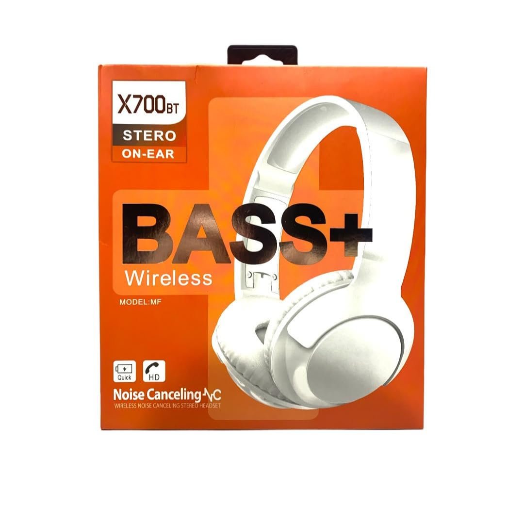 BASS+ X700BT Stero Kablosuz Bluetooth Kulaklık, Gürültü Önleyici, Beyaz, Kulak Üstü Model MF