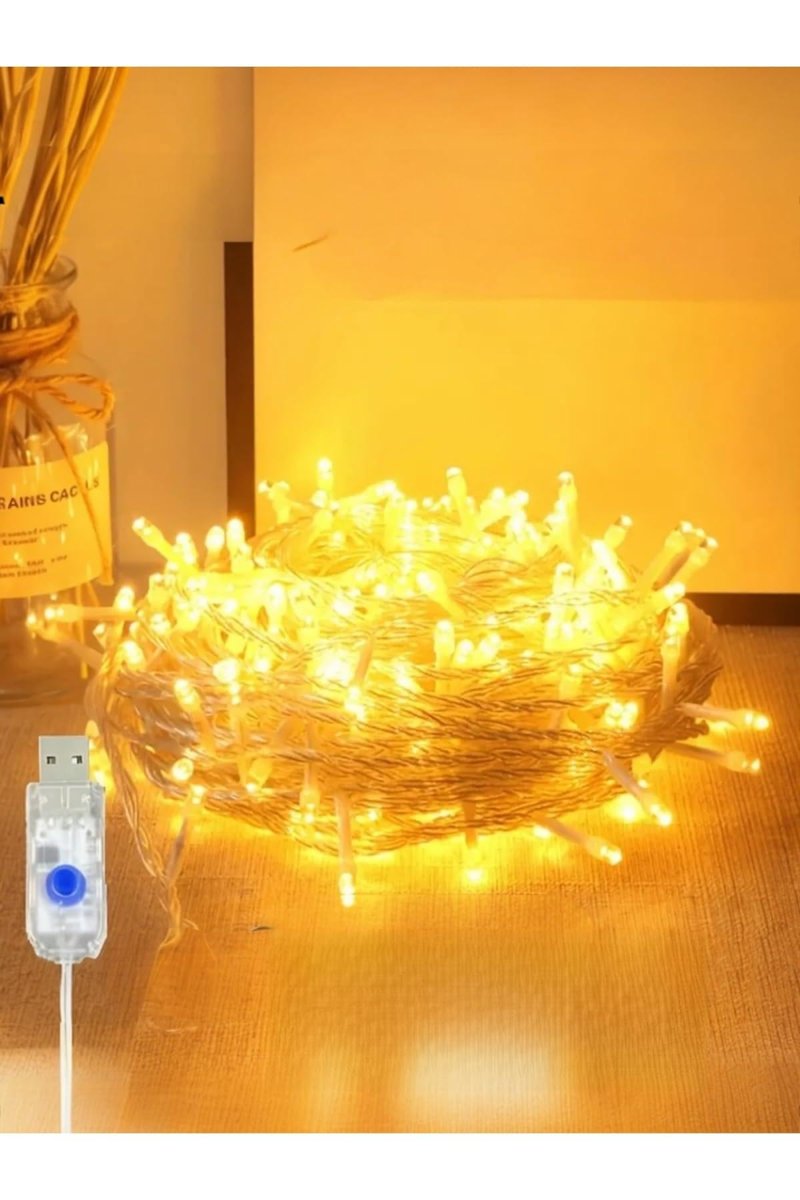 Yenigeldi 10 Mt Yılbaşı Led Günışığı Usb Girişli Noel Dekorasyon Üç Kademeli, Sarı
