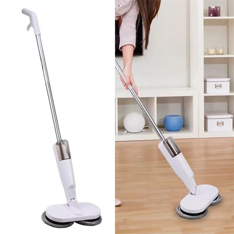 Valkyrie Şarjlı Su Püskürtmeli Elektrikli Mop – Çift Döner Başlık, Mikrofiber Ped, 2000 mAh, Tüm Zeminlerde Etkili Beyaz