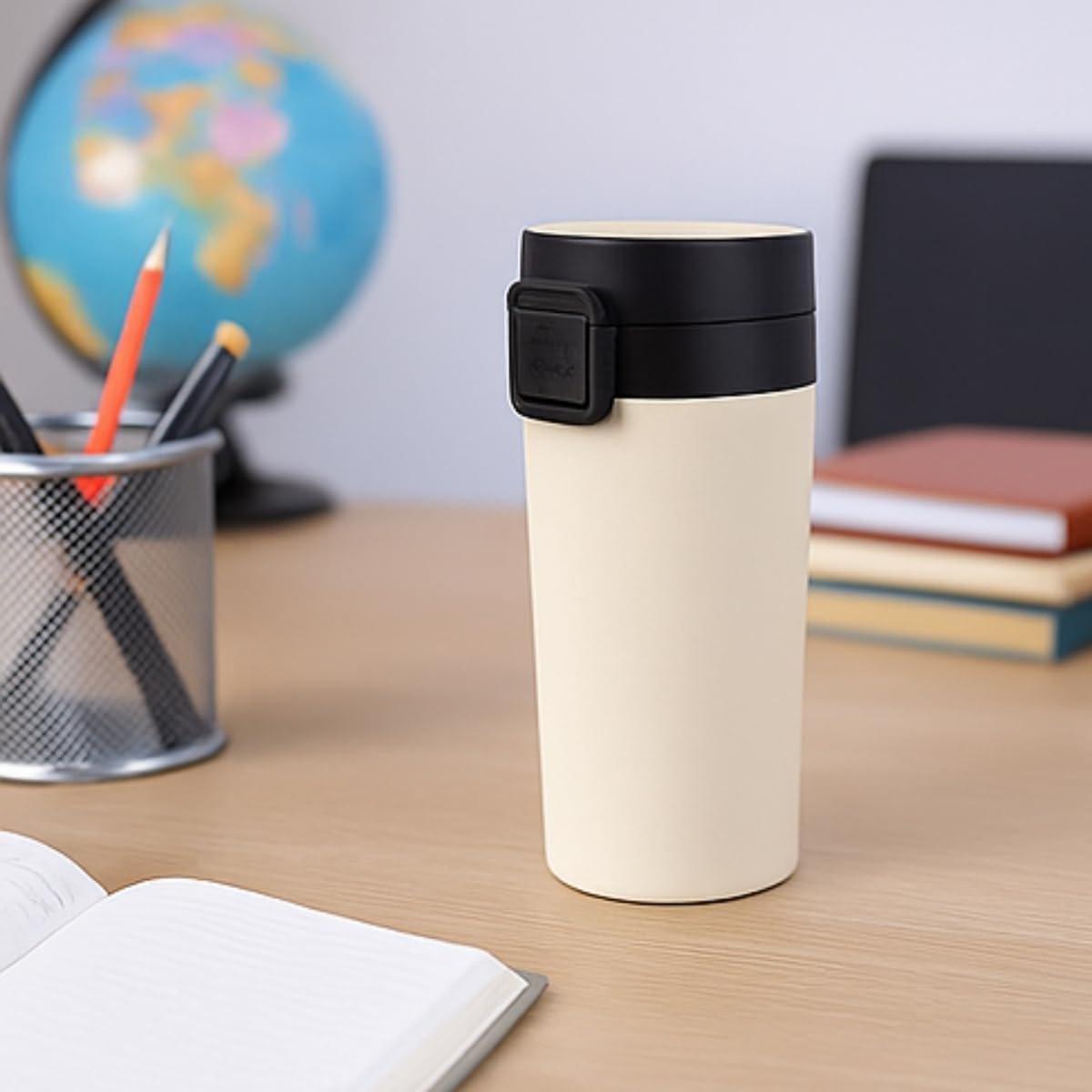 380 ml Siyah Sızdırmaz Termos Matara – Çift Katmanlı Paslanmaz Çelik, Isı Yalıtımlı Seyahat ve Ofis Kupası (Beyaz)
