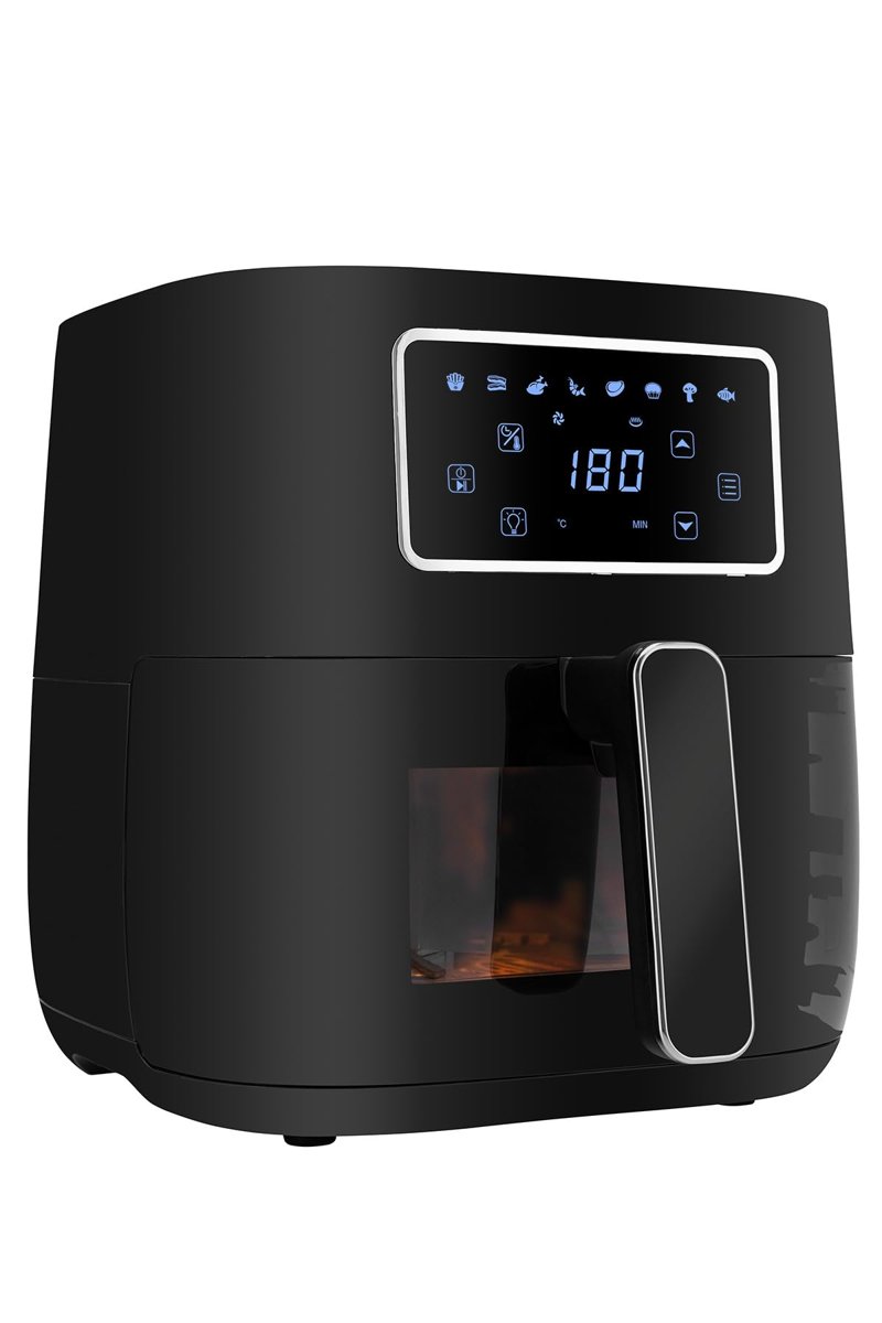 Versay Airfryer Sıcak Hava Fritözü, 5.7L XL Kapasiteli, 8 Ön Ayarlı, Dokunmatik Ekranlı, Cam Kapaklı, Hazne Aydınlatmalı, 1700W