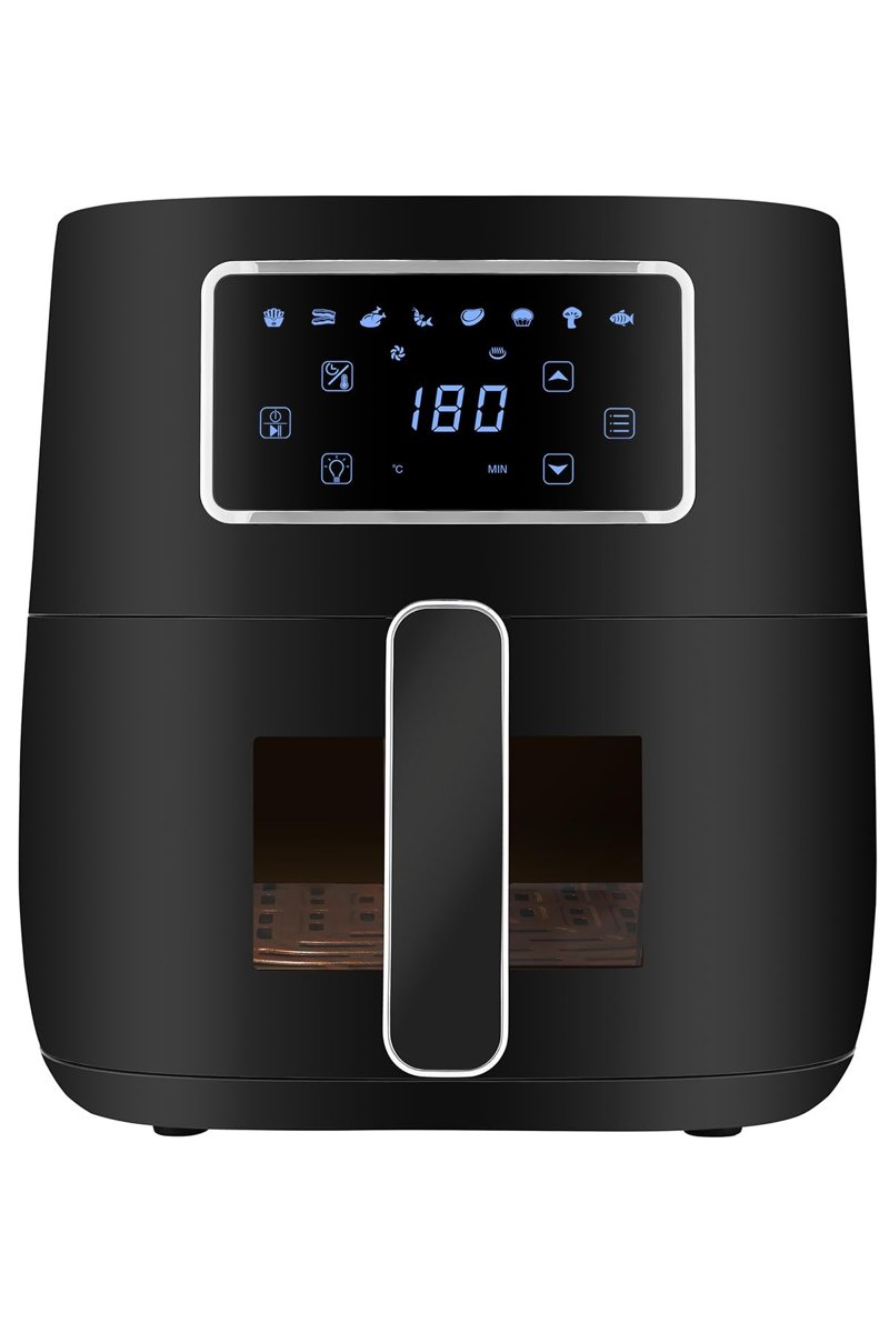 Versay Airfryer Sıcak Hava Fritözü, 5.7L XL Kapasiteli, 8 Ön Ayarlı, Dokunmatik Ekranlı, Cam Kapaklı, Hazne Aydınlatmalı, 1700W
