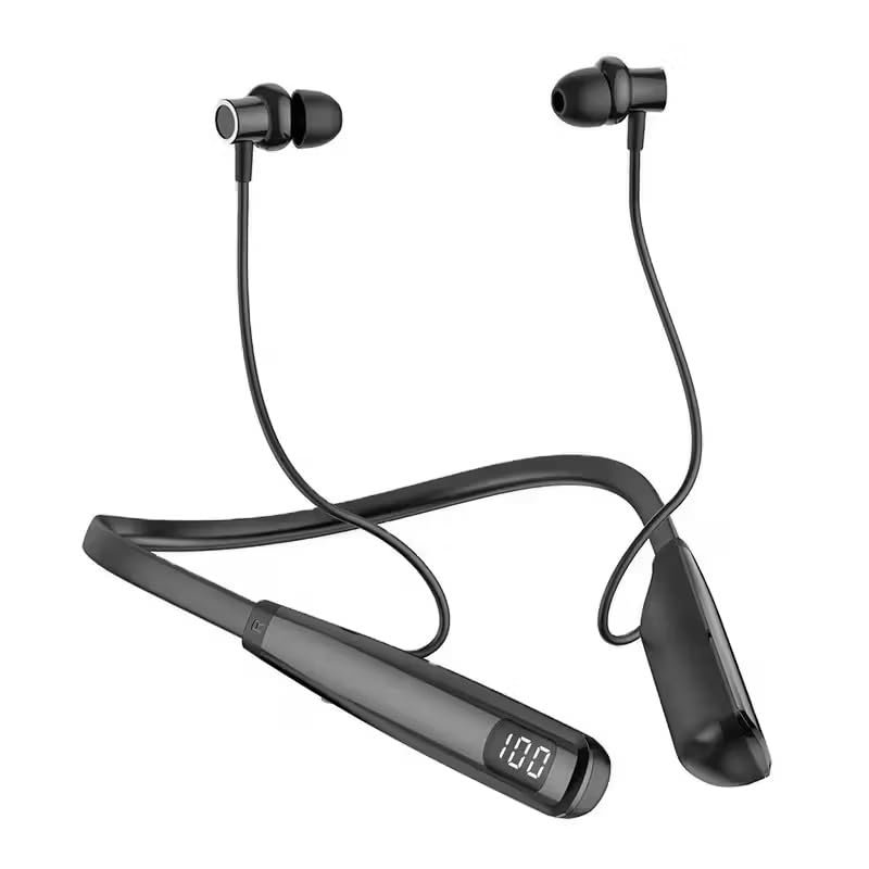 100 Saat Şarjlı Boyuna Takılan Kablosuz Bluetooth Sporcu Kulaklık, Uzun Pil Ömürlü, iOS ve Android Uyumlu, Suya Dayanıklı, Hafif ve Ergonomik Tasarım, Müzik ve Telefon Görüşmeleri İçin Kablosuz Spor