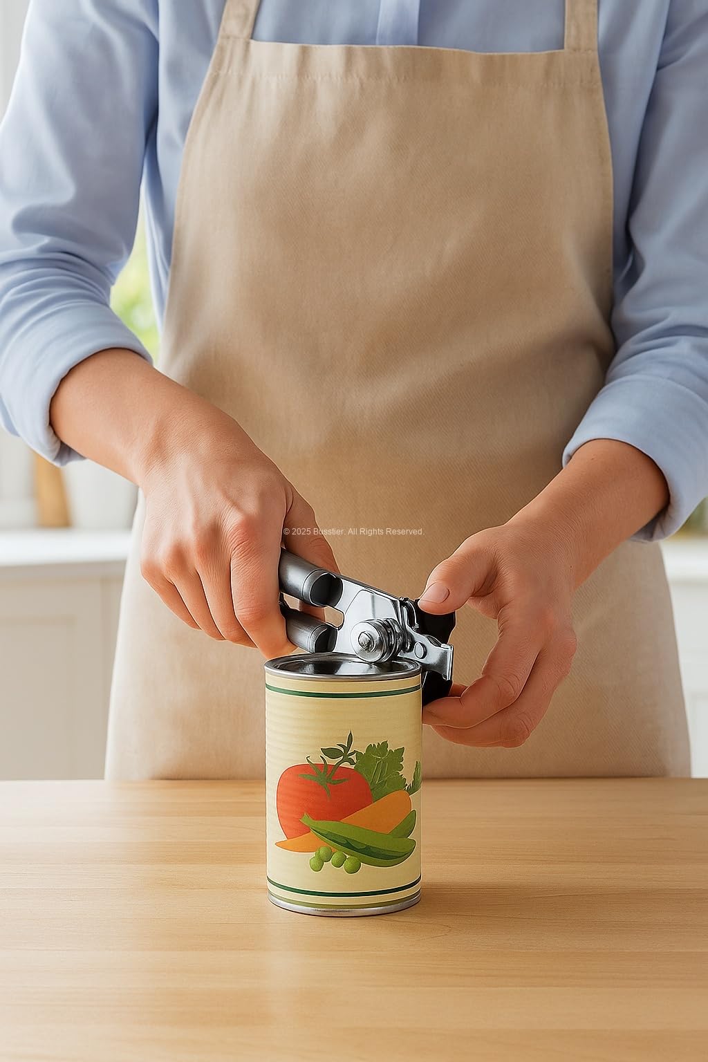 Busstier Profesyonel Konserve Açacağı Paslanmaz Çelik Döner Mekanizmalı Ergonomik Tasarımlı Kolay Konserve Açıcı, Güvenli Kesim Yapan Entegre Gazoz Açacaklı Mutfak Aparatı