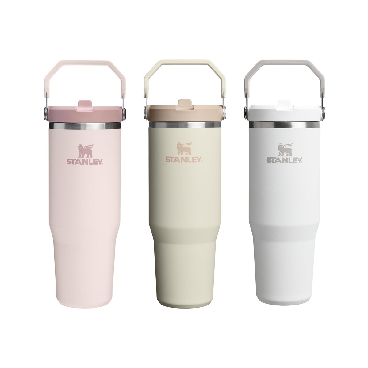 STANLEY IceFlow Flip Straw Tumbler Pipetli Termos Su Şişesi 0.89 Litre - Krem | Paslanmaz Çelik