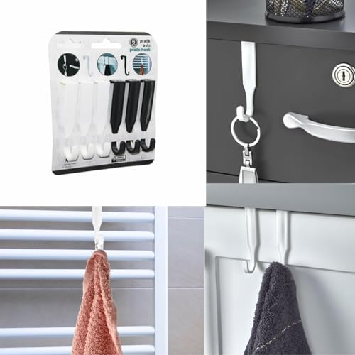 Orret Home 12 Adet Çok Amaçlı Askı – Kapı Arkası, Dolap, Çekmece ve Havlupan Uyumlu, Mutfak ve Banyo İçin Pratik Plastik Askı, Kalorifer Peteğine Asılabilir Seti