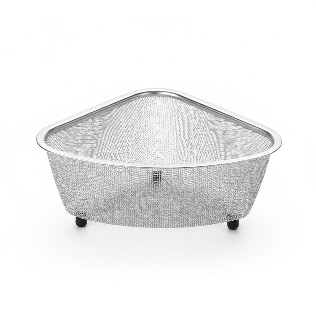 Orret Home Paslanmaz Çelik Ayaklı Lavabo İçi Çöp Süzgeci – 18x13x10 cm Hijyenik ve Pratik Gider Filtresi, Bulaşık Süngeri ve Tel Organizerli Lavabo Atık Süzgeci