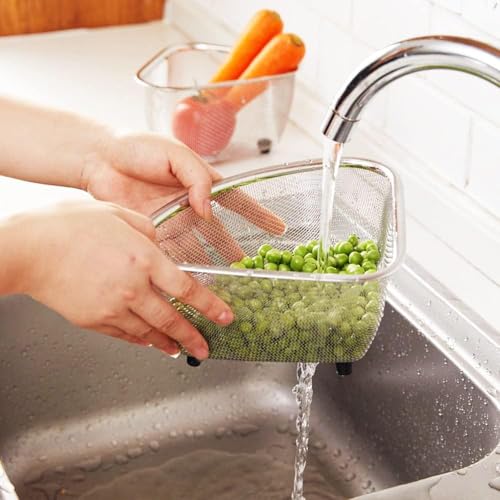 Orret Home Paslanmaz Çelik Ayaklı Lavabo İçi Çöp Süzgeci – 18x13x10 cm Hijyenik ve Pratik Gider Filtresi, Bulaşık Süngeri ve Tel Organizerli Lavabo Atık Süzgeci