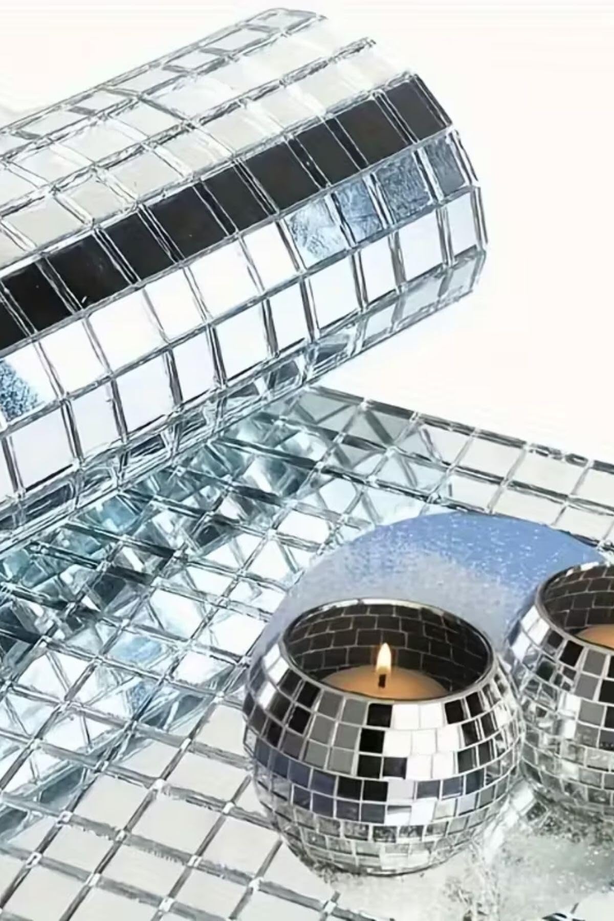Buffer Kare Silver Cam Mozaik Fayans Çıkartmaları Kendinden Yapışkanlı Aynalı, PRA-13113458-7030