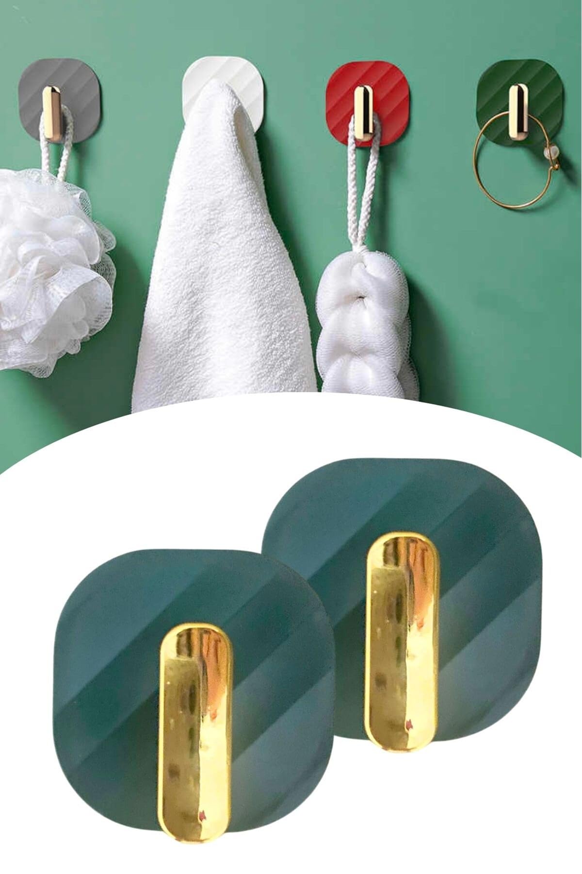 Buffer 2'li Yapışkanlı Retro Banyo Askılığı, Yeşil, PRA-9932453-0705