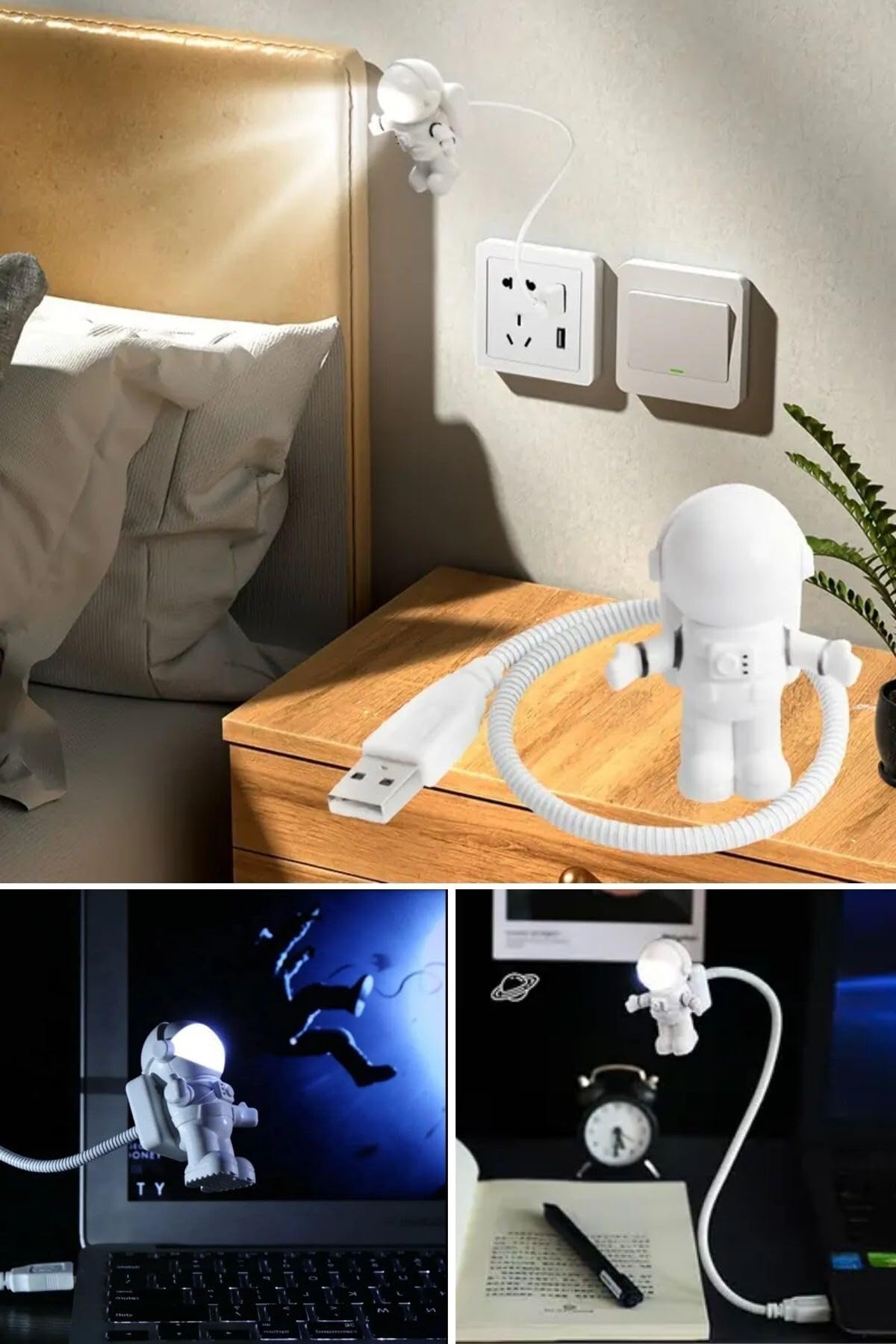 Buffer USB Astronot Gece Lambası, Masa Lambası, Kitap Okuma Lambası Işığı