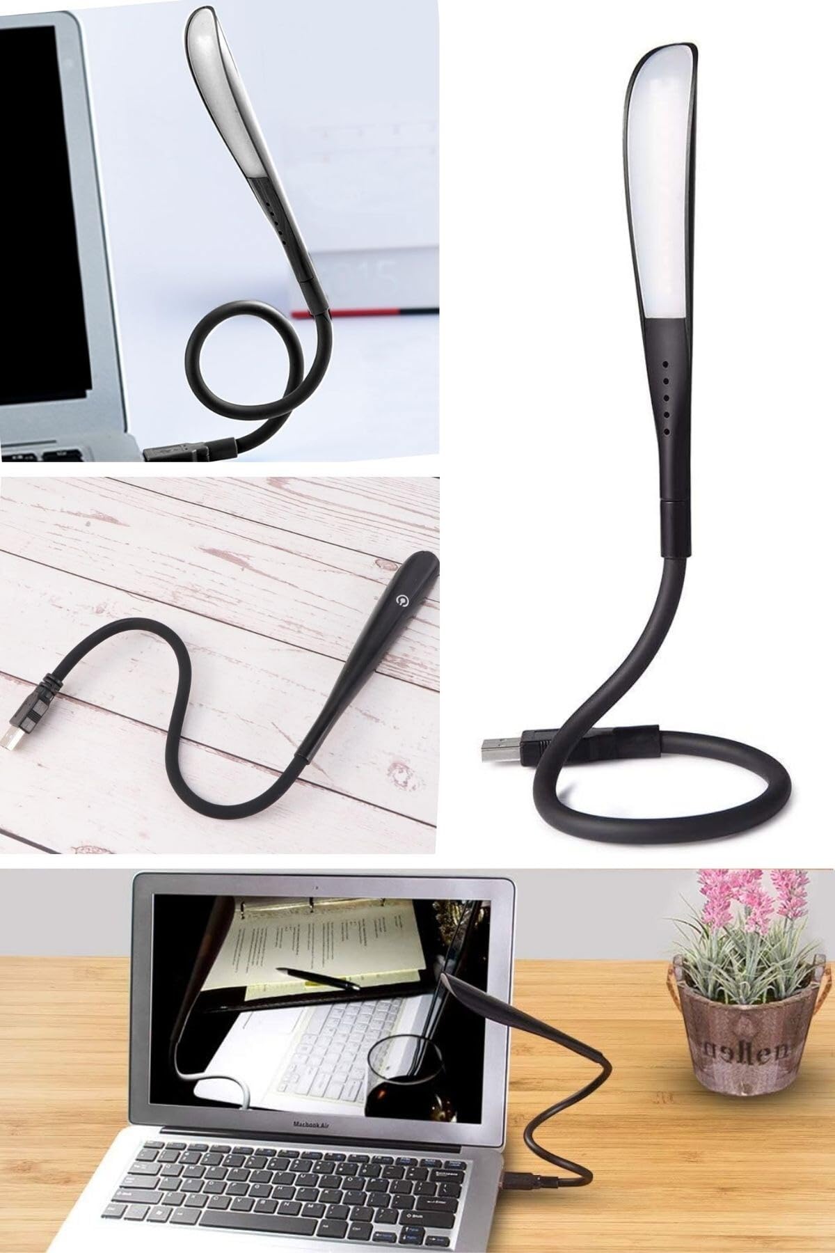 Buffer USB Girişli 14 Ledli 3 Kademeli Dokunmatik Masa/Kitap Okuma Lambası Ledi Siyah