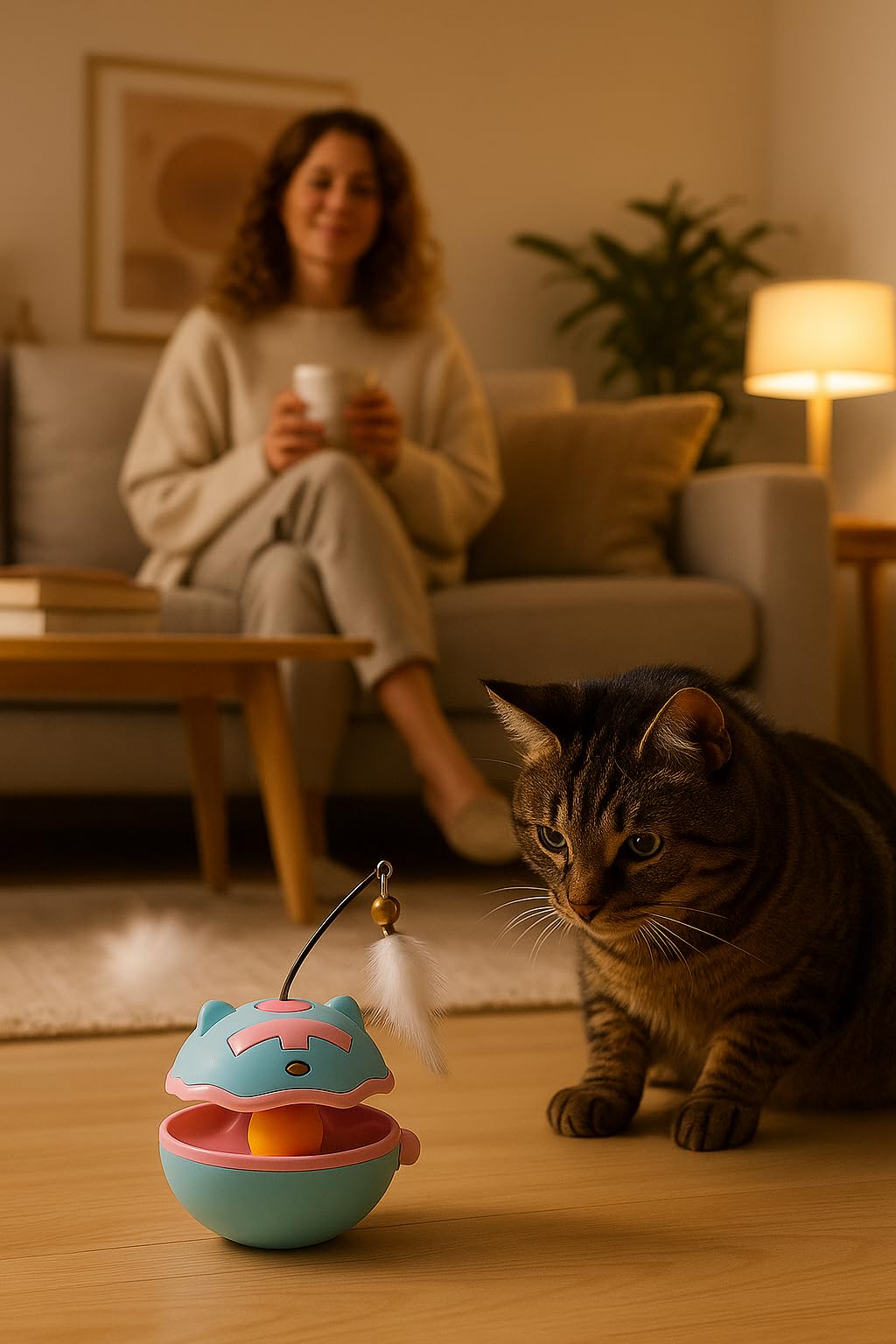 Busstier Kedi Interaktif Hareketli Tüy Oyuncağı 360° Dönen Mekanik Akıllı Kedi Topu Otomatik Dönen Kuyruklu Tüy Oyuncak Kediler İçin Etkileşimli Eğlence Oyuncağı Pil Dahil Değil Asorti Renkli