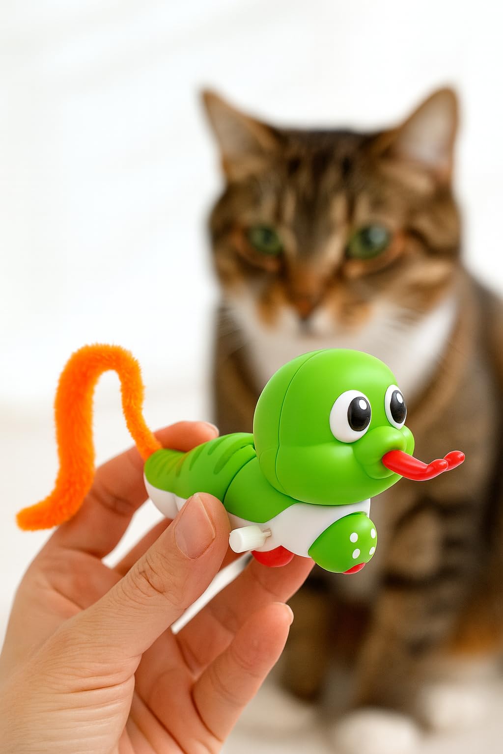 Busstier Kurmalı Yılan Kedi Oyuncağı Hareketli Interaktif Av Oyuncağı Kıvrılarak İlerleyen Kedi Eğlence Oyuncağı Tüylü Kuyruklu Mekanik Yılan