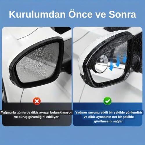Orret Home Ayarlanabilir Yuvarlak Kör Nokta Aynası ve Yağmur Siperliği Seti – Karbon Görünümlü, Açı Ayarlı Oto Araç Kör Nokta Aynası, Su ve Yağmur Önleyici Ayna Siperliği, Evrensel Uyumlu