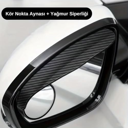 Orret Home Ayarlanabilir Yuvarlak Kör Nokta Aynası ve Yağmur Siperliği Seti – Karbon Görünümlü, Açı Ayarlı Oto Araç Kör Nokta Aynası, Su ve Yağmur Önleyici Ayna Siperliği, Evrensel Uyumlu