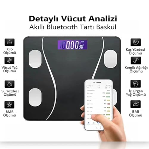 Orret Home Akıllı Dijital Vücut Analiz Tartısı – 180 Kg Kapasiteli Yağ, Kas, Su Oranı ve BMI Ölçümü, Mobil Uygulama Senkronizasyonlu Akıllı Baskül, LCD Ekranlı Hassas Dijital Terazi