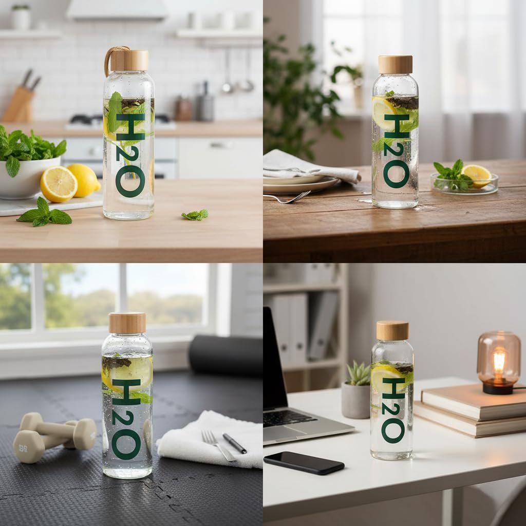 Deconox 600ML Bambu Kapaklı Cam Matara – Ham Bez Koruyucu Kılıflı Sızdırmaz Borosilikat Cam Şişe | BPA ve Kurşunsuz Su Şişesi | Spor, Ofis, Seyahat İçin Sağlıklı ve Çevre Dostu Matara
