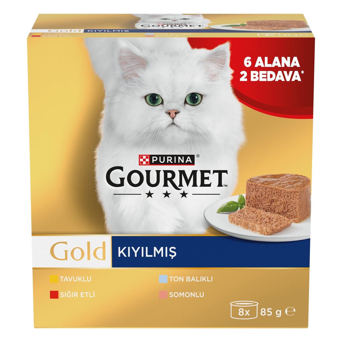 Gourmet Gold Kıyılmış Somonlu Yaş Kedi Maması Multipack 85 gr. (8 Al 6 Öde)
