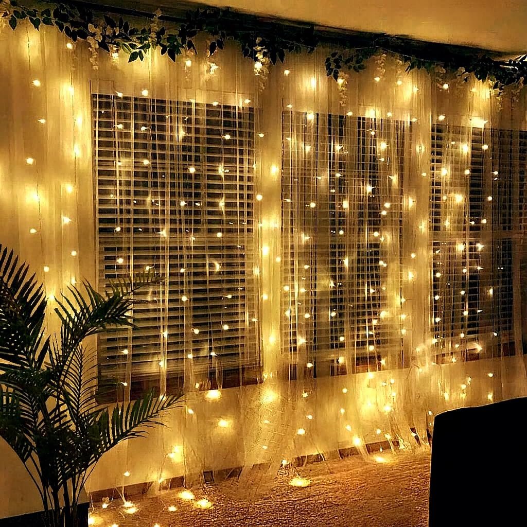 Coverzone Led Işık 5 Metre Sarı Işık Kornişe Takılabilir Aydınlatma – USB Girişli, Bakır Telli, 10 Halkalı Tasarım, Perde Asma Aparatlı ve Uzaktan Kumandalı Dekoratif Işık Zinciri