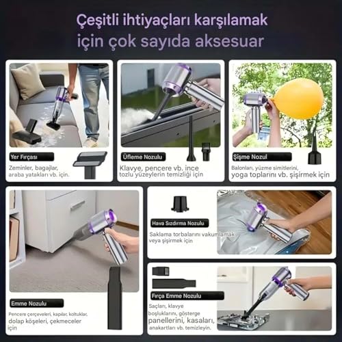 AEE® Kablosuz Güçlü Araç Süpürgesi ve Hava Üfleyici | 20000Pa Turbo Vakum Gücü | 3 Kademeli Fırçasız Motor | Şarjlı Mini El Süpürgesi | HEPA Filtreli Oto Süpürgesi | Ev Ofis Araba Temizlik Makinesi |