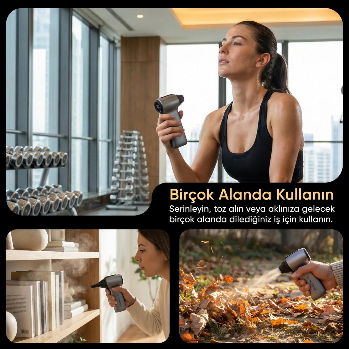 Minesk G150 Turbo Jet Fan Hava Üfleyici - 【Turbo Modda 150 Gram Hava Basıncı】- Çok Amaçlı Kullanım (Klavye, Ev, Araba Temizliği, Toz Üfleme,) - Taşıma Çantalı ve Ekstra Nozullu