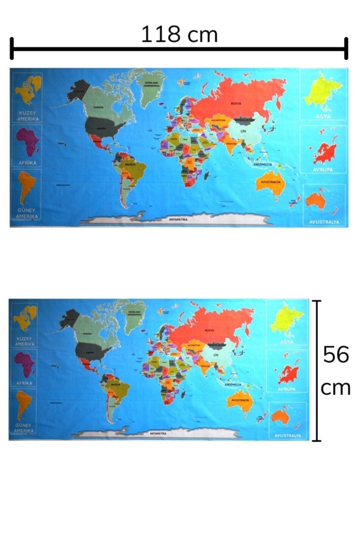 Buffer Renkli Atlas Dünya Haritası Manyetik Yapıştırıcı Gerektirmeyen Duvar Stickerı 118 * 56 Cm