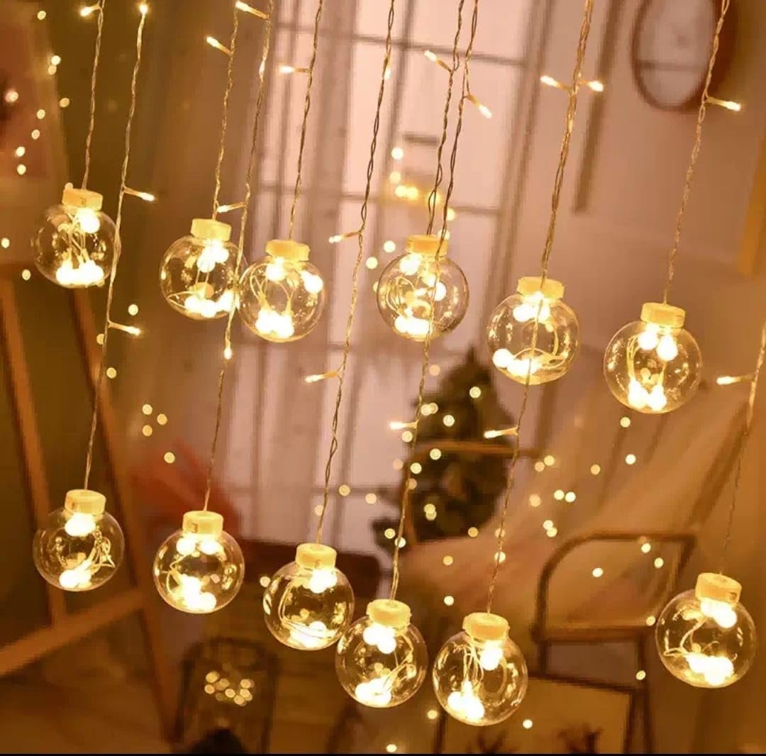 MR 3 Metre Top Perde Led Işık Gün Işığı 8 Fonksiyonlu Eklenebilir Küre Toplu Ampul Dekoratif Led Işık Yılbaşı Süsü