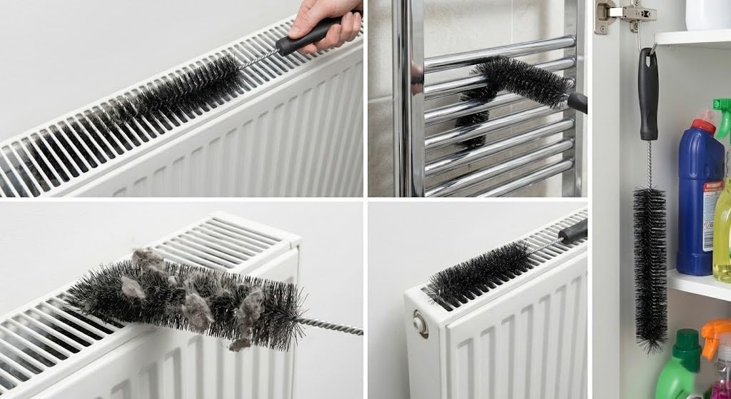 Orret Home 70 cm Bükülebilir Petek ve Kalorifer Temizleme Fırçası – Katlanabilir Radyatör Temizlik Fırçası, Toz ve Kir Temizleyici Uzun Saplı Esnek Fırça (1 Adet)