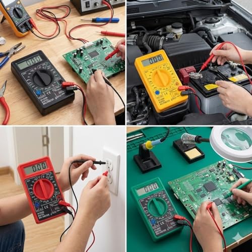 Orret Home Dijital Multimetre – Akım, Voltaj, Direnç Ölçer Elektrik Ölçü Aleti, Taşınabilir DC/AC Ölçüm Cihazı, Güvenlik Sigortalı Tester, LCD Ekranlı Multimetre