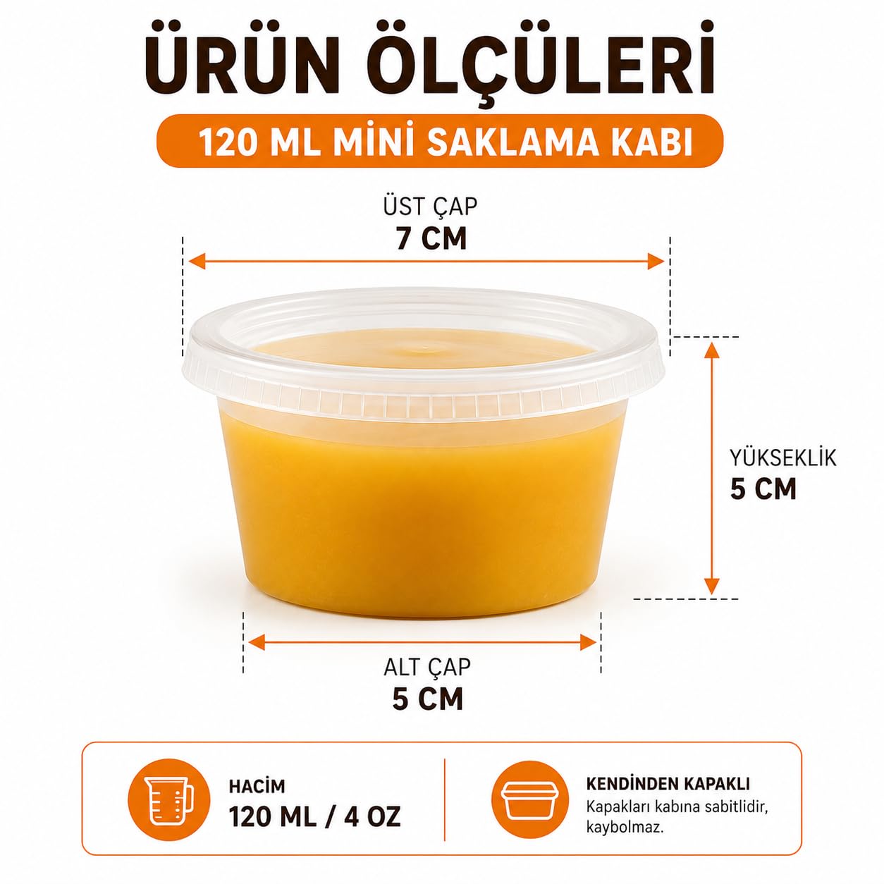 Orret Home 50 Adet 120 ml Saklama Kabı – 4 oz Kemik Suyu, İlik Suyu, Anne Sütü, Sos ve Püre Saklama Kabı, Dondurucu Uyumlu Buzluk Kabı, Sızdırmaz Kapaklı