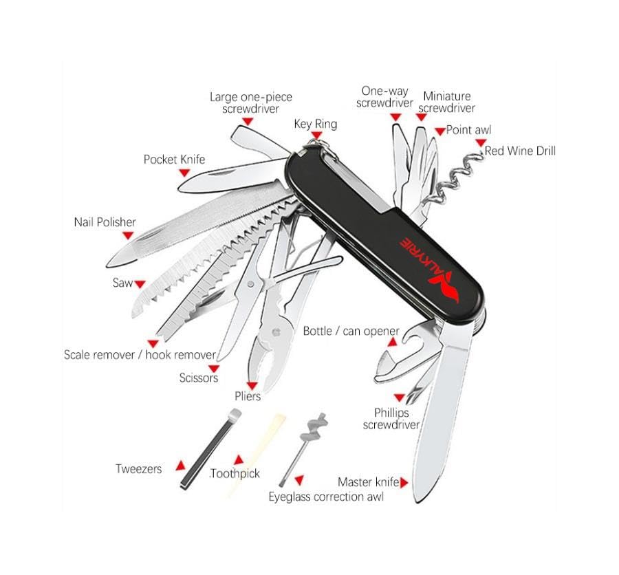 Valkyrie17 Fonksiyonlu Çok Amaçlı Multitool Çakı Profesyonel Outdoor & Günlük Kullanım