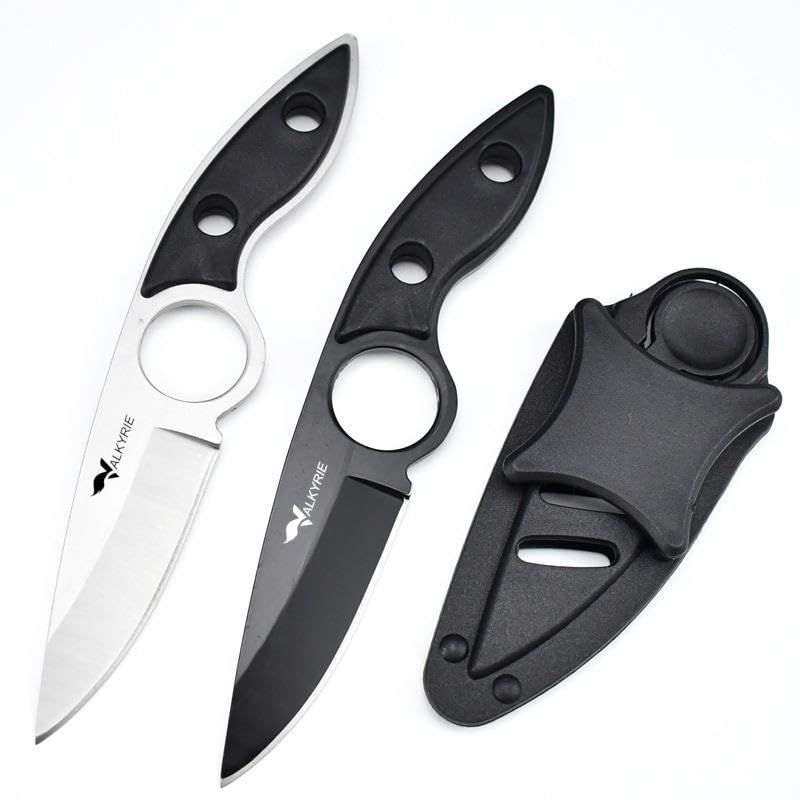 Valkyrie 3CR14MOV Kılıflı Paslanmaz Çelik Parmak Delikli Outdoor Kamp Bıçağı – 17.5 cm Kompakt Gövde