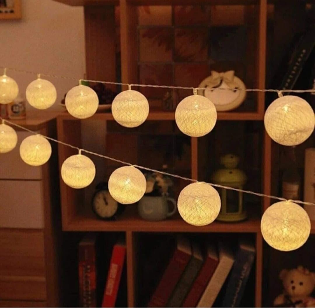 MR 10'lu Gün Işığı Sarı Renk Top Şeklinde Dolama Led 2 Metre Dekoratif Süs Özel Gün Doğum Günü Parti Yılbaşı Süsü