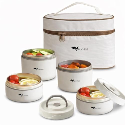 Valkyrie 4 Gözlü Paslanmaz Çelik Isı Yalıtımlı Yemek Kabı Seti Çantalı 304 Steel 2x 420ml + 2x 550ml